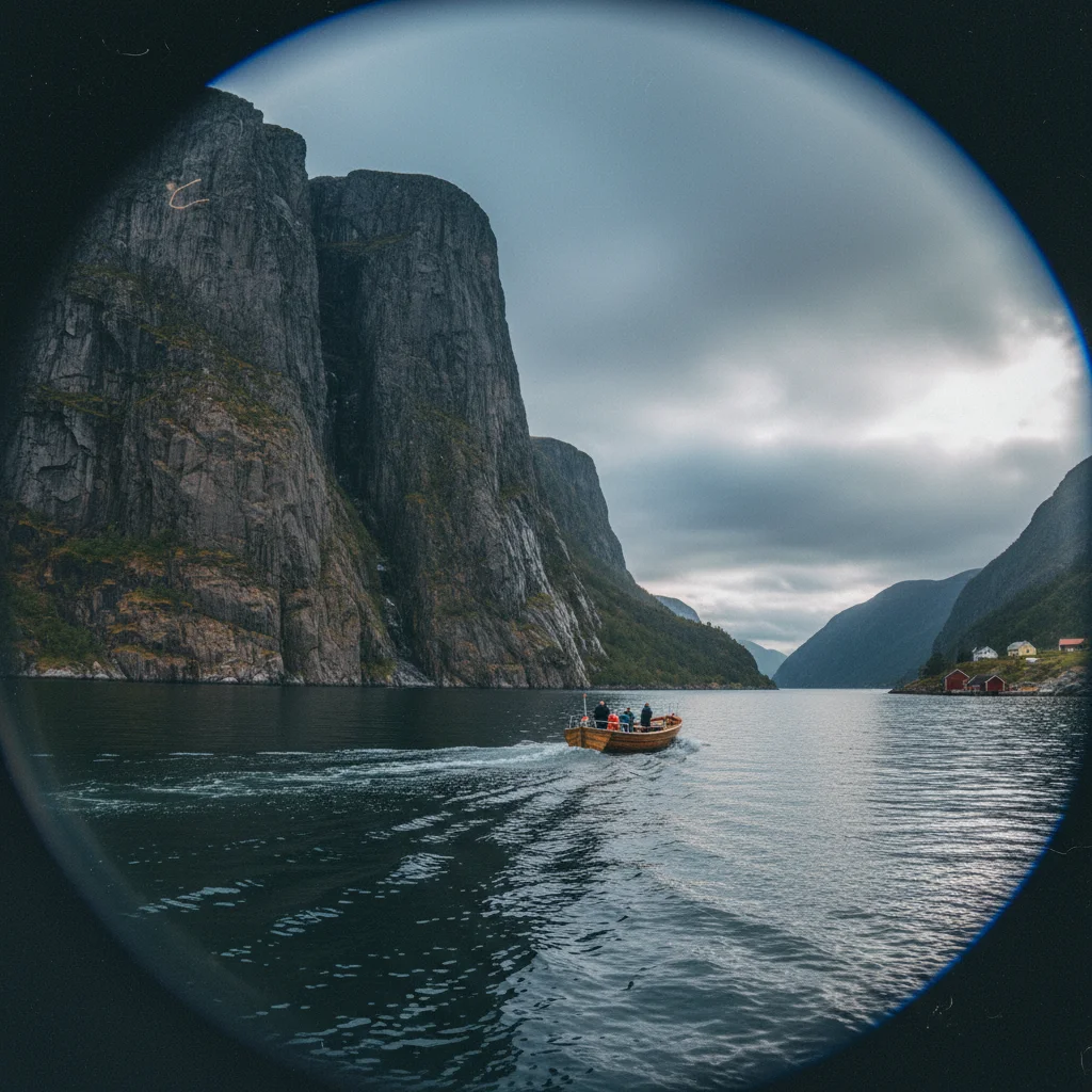Steilwand im Trollfjord ragt über tausend Meter empor