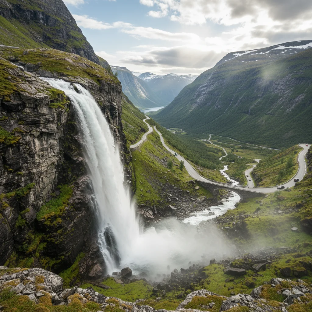 Der Stigfossen-Wasserfall am Trollstigen