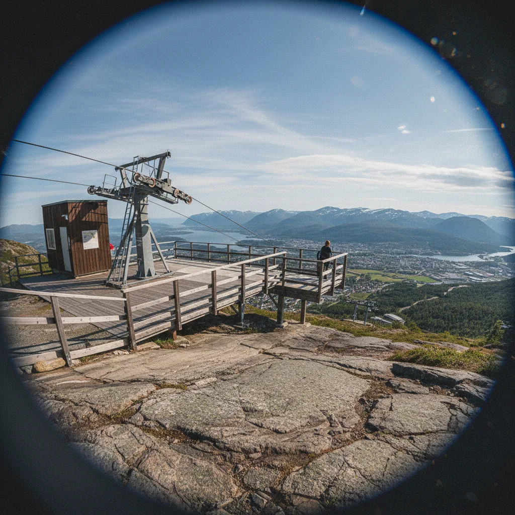 Panoramablick auf Tromsø von der Bergstation des Fjellheisen