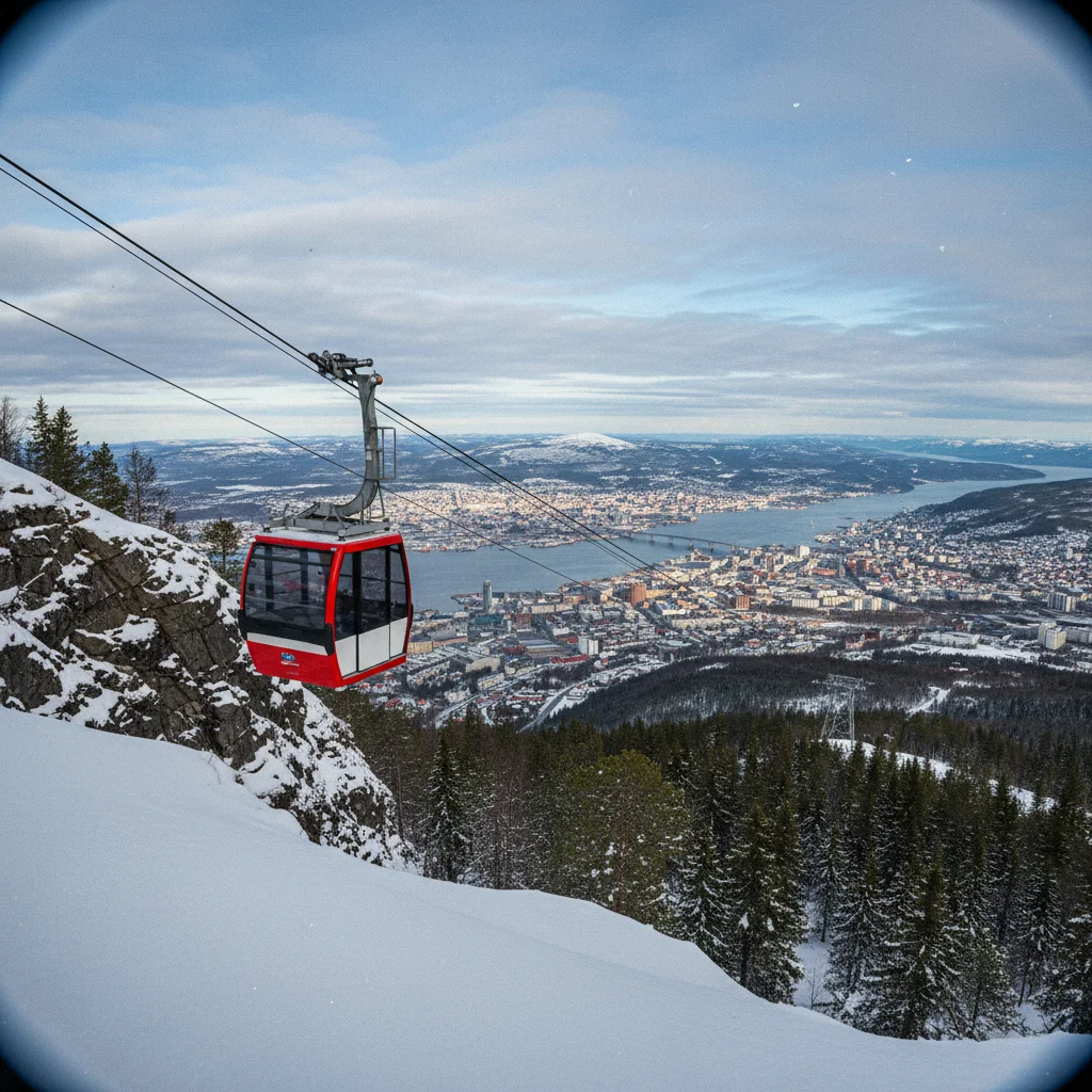 Die Gondel des Fjellheisen auf dem Weg zum Storsteinen