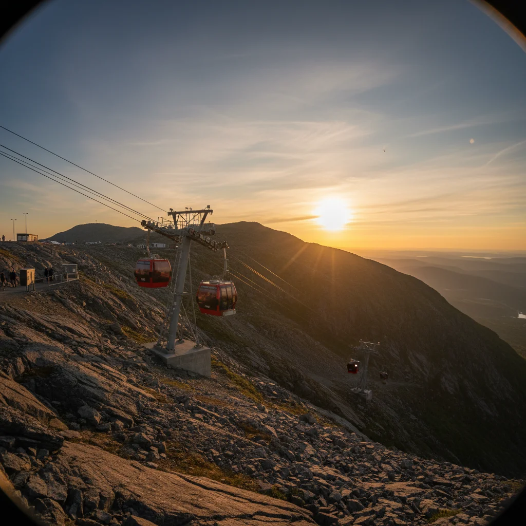 Mitternachtssonne über Tromsø vom Fjellheisen aus
