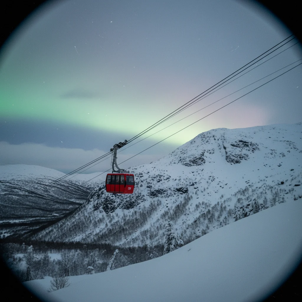 Nordlichter über Tromsø vom Fjellheisen aus gesehen
