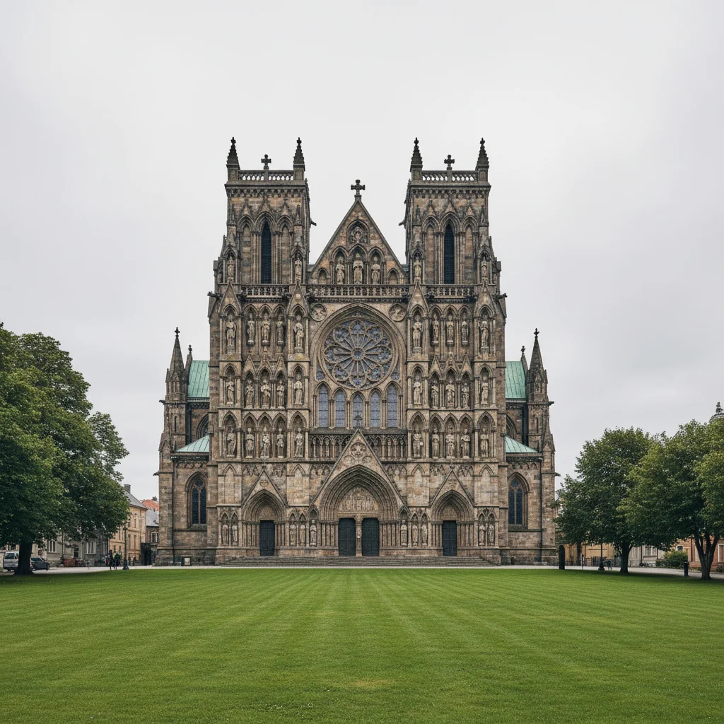 Der Nidarosdom in Trondheim mit seiner gotischen Westfassade