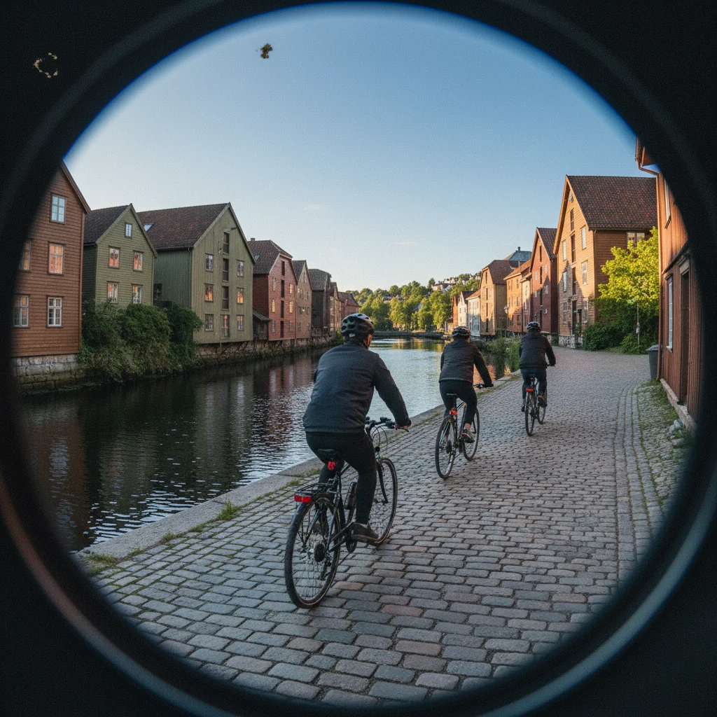 Radfahren in Trondheim entlang der Nidelva