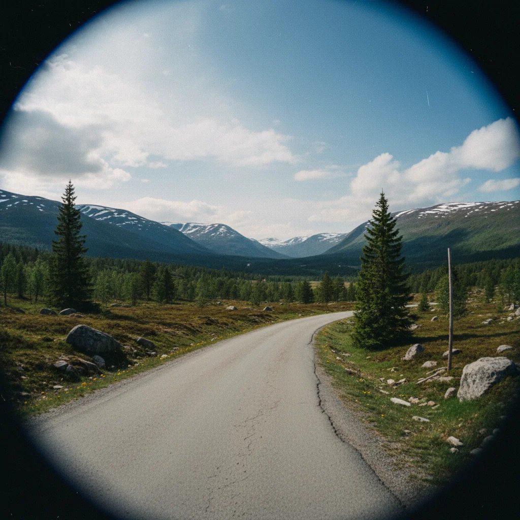 Panoramablick über Valdres mit Bergen und Wiesen