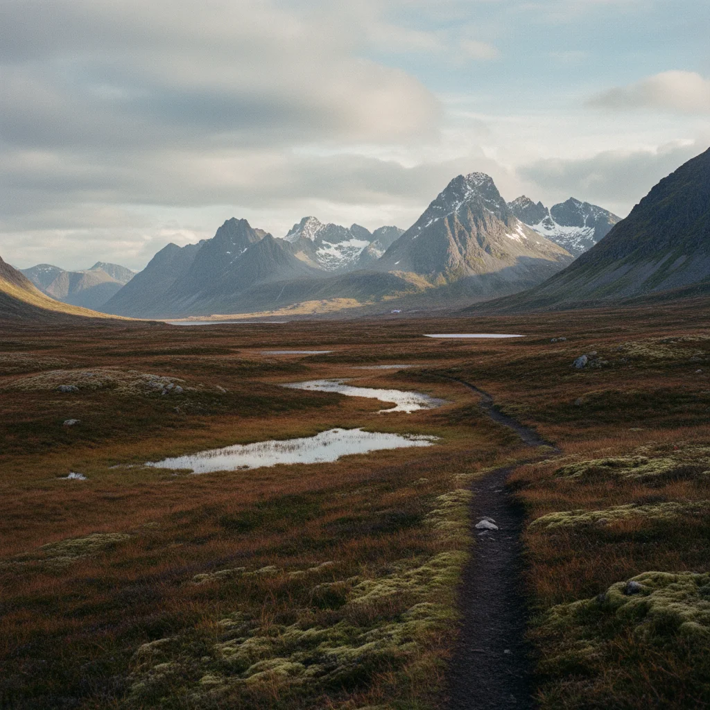 Andøya in den Vesterålen mit Moorlandschaft und Bergen