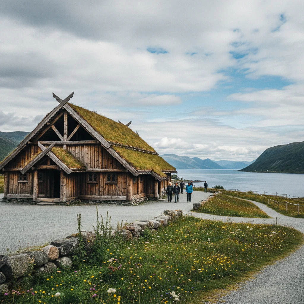Das rekonstruierte Wikingerhaus im Museum Borg auf Vestvågøy
