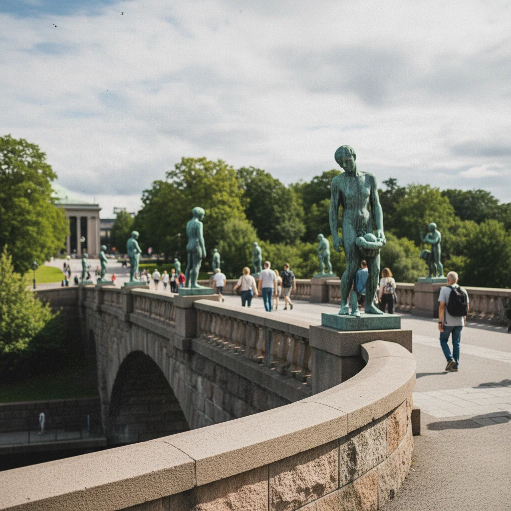 Die Brücke im Vigeland-Park mit Bronzeskulpturen