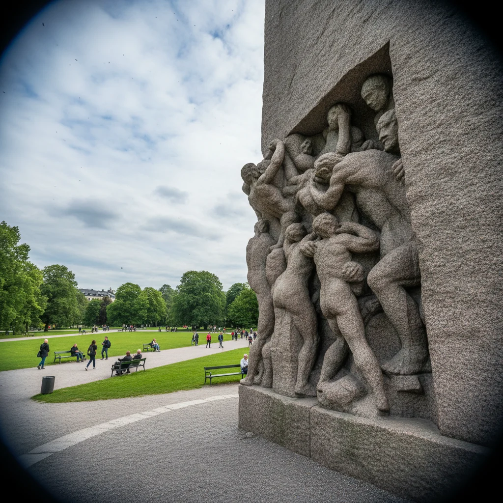 Der Monolith im Vigeland-Park, eine 17 Meter hohe Granitsäule