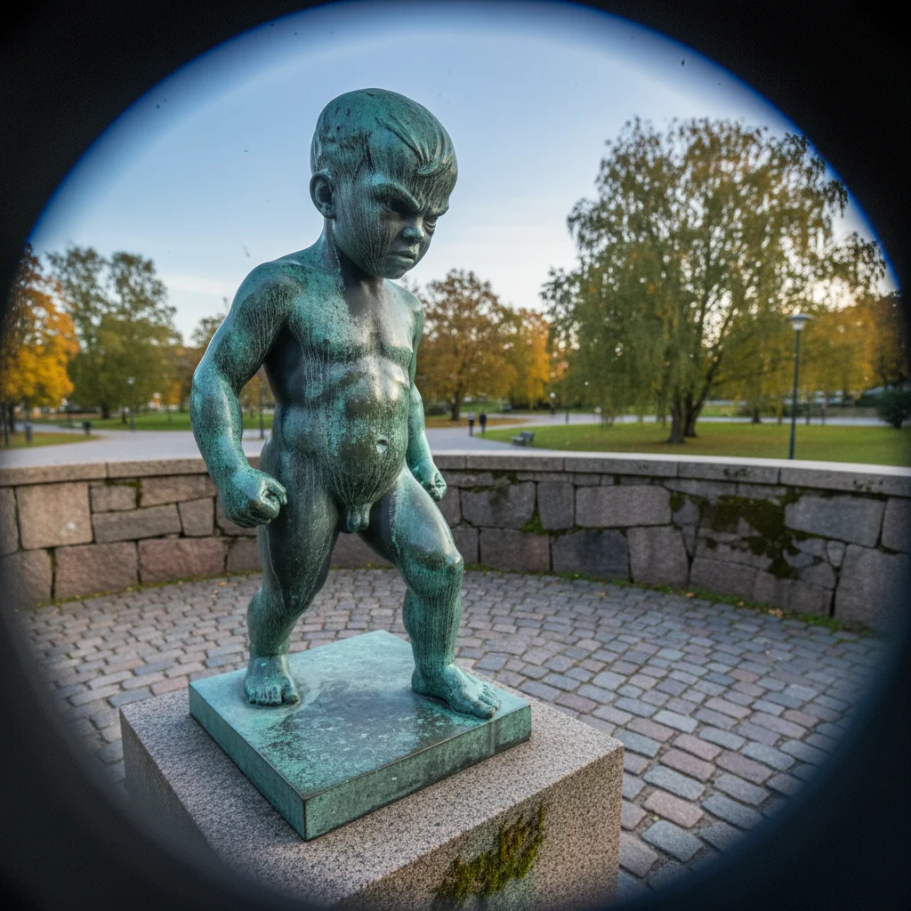 Der Sinnataggen, die berühmte Skulptur des zornigen Jungen im Vigeland-Park