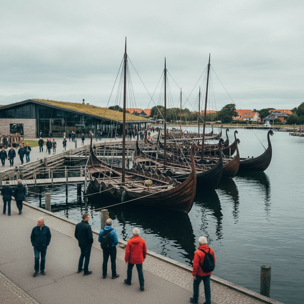 Nachbauten von Wikingerschiffen im Museumshafen von Roskilde