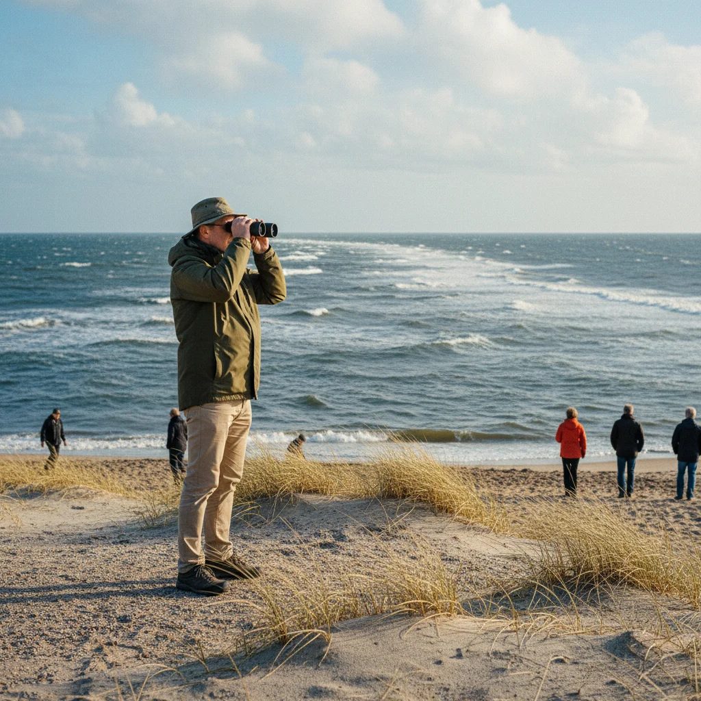 Vogelbeobachter an der Spitze von Skagen bei Grenen