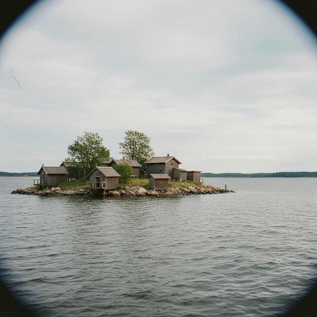 Vogelkolonie auf einer norwegischen Felseninsel