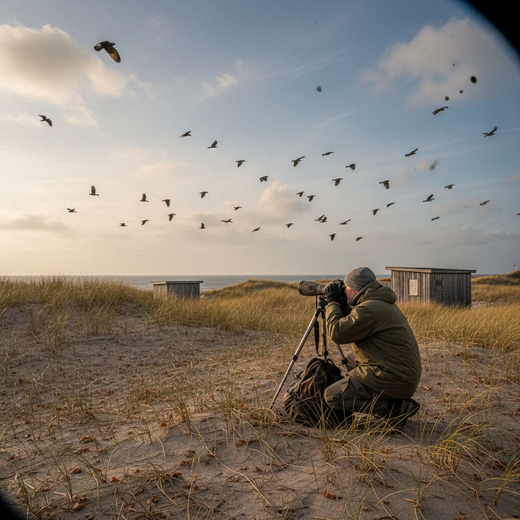 Greifvögel kreisen in Thermik über der Halbinsel Falsterbo in Skåne während des Herbstzuges