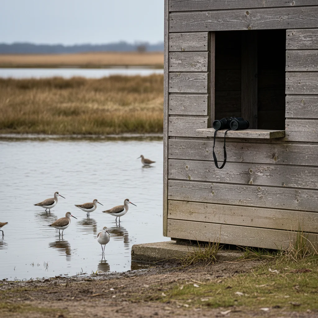 Vogelbeobachtungshide und Feuchtgebiet im Naturreservat Getterön bei Varberg an der schwedischen Westküste