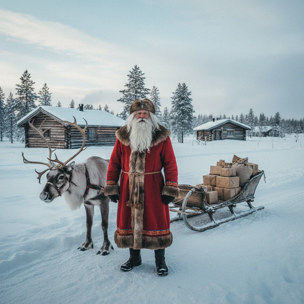 Historische Darstellung des Weihnachtsmanns in Lappland