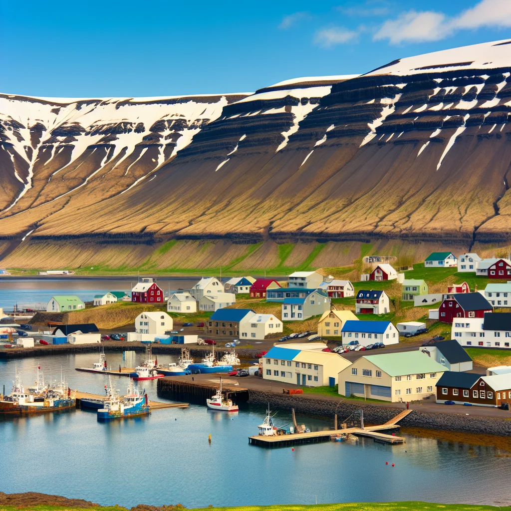 Panoramablick auf Ísafjörður und den gleichnamigen Fjord in den Westfjorden