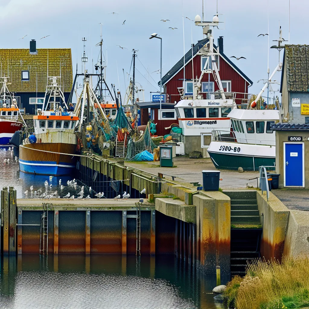 Fischerhafen von Hvide Sande mit Kuttern und Schleusenanlage