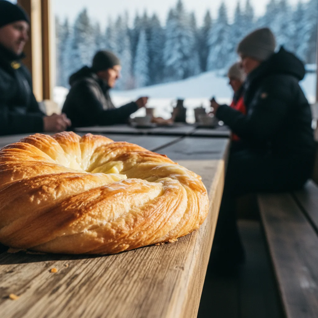 Laminierter Wienerbrødsteig mit sichtbaren Butterschichten