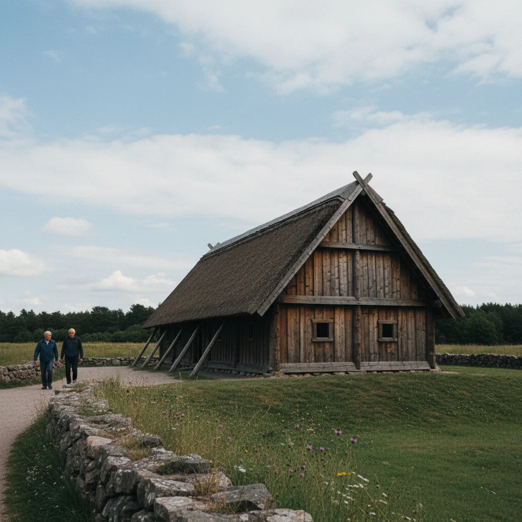 Rekonstruiertes Langhaus in der Ringburg Trelleborg