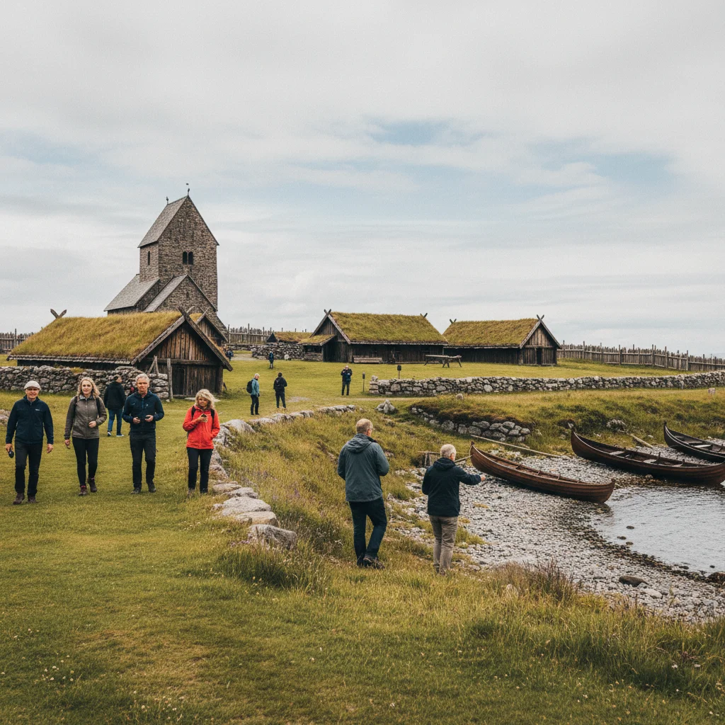 Historische Wikingerstätte Avaldsnes auf Karmøy mit der Olavskirche