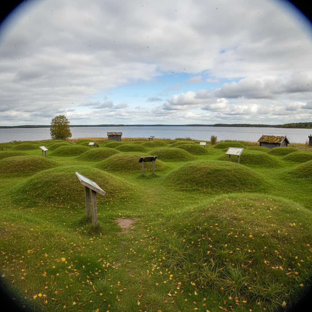 Archäologische Ausgrabungsstätte Birka auf der Insel Björkö im Mälarsee