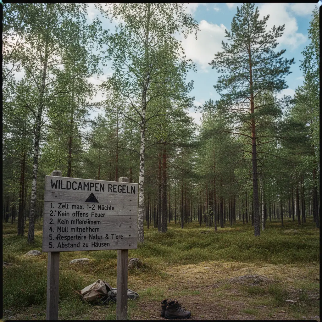 Hinweisschild zum Wildcampen in der norwegischen Natur