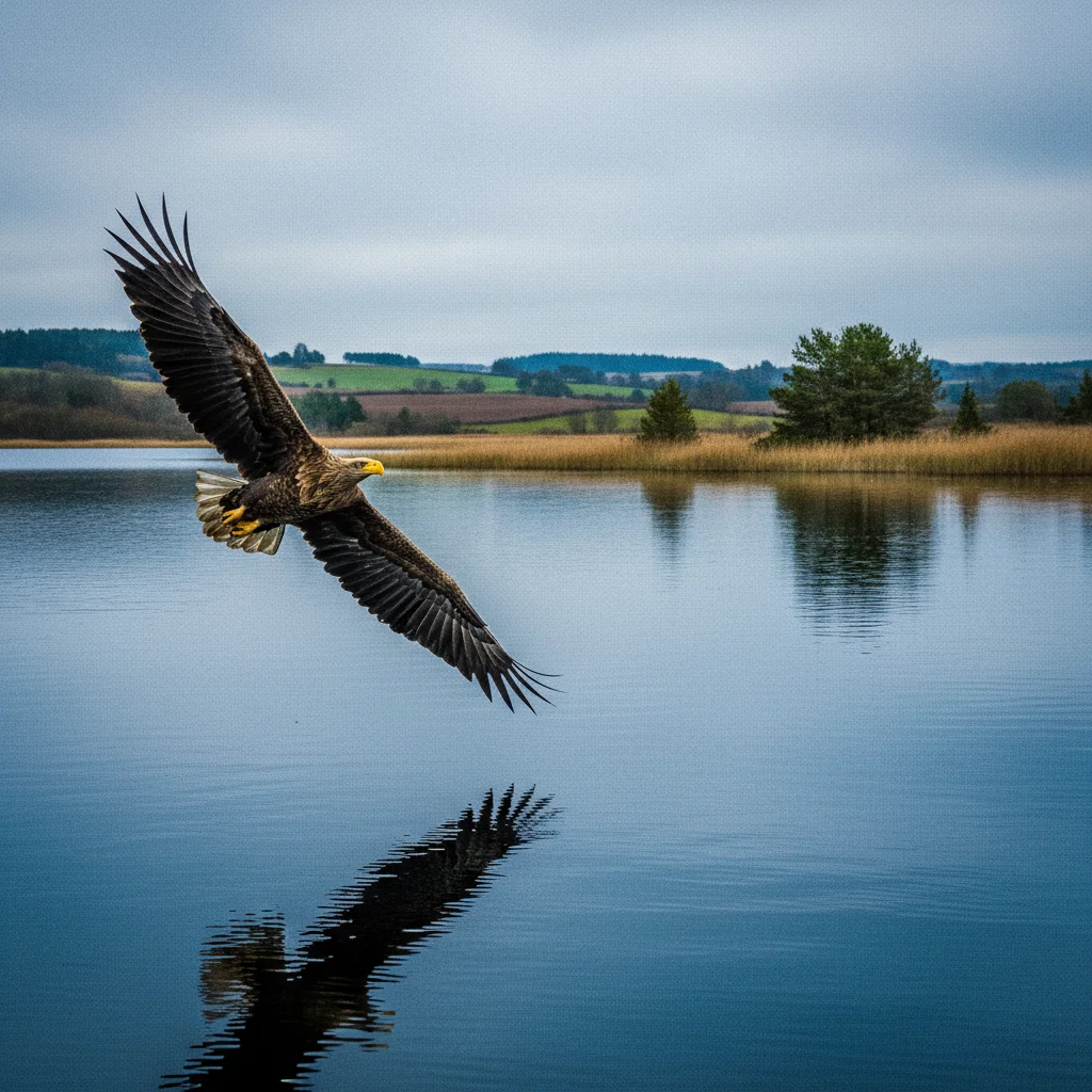 Seeadler über einem dänischen See