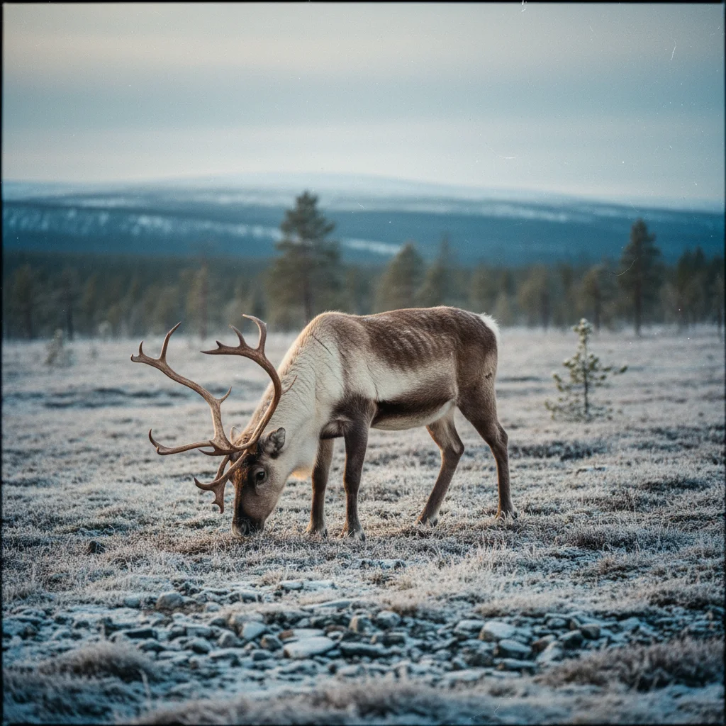 Rentiere in der lappländischen Wildnis Finnlands
