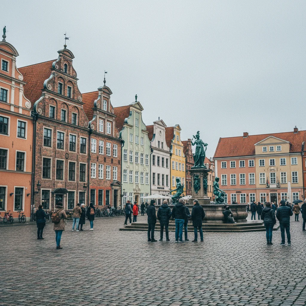 Der große Marktplatz von Wismar mit historischen Giebelhäusern