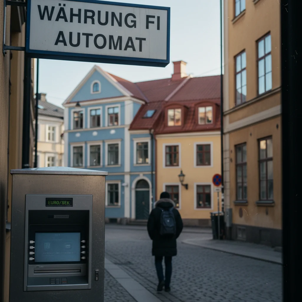 Geldautomat einer finnischen Bank in einer Stadt