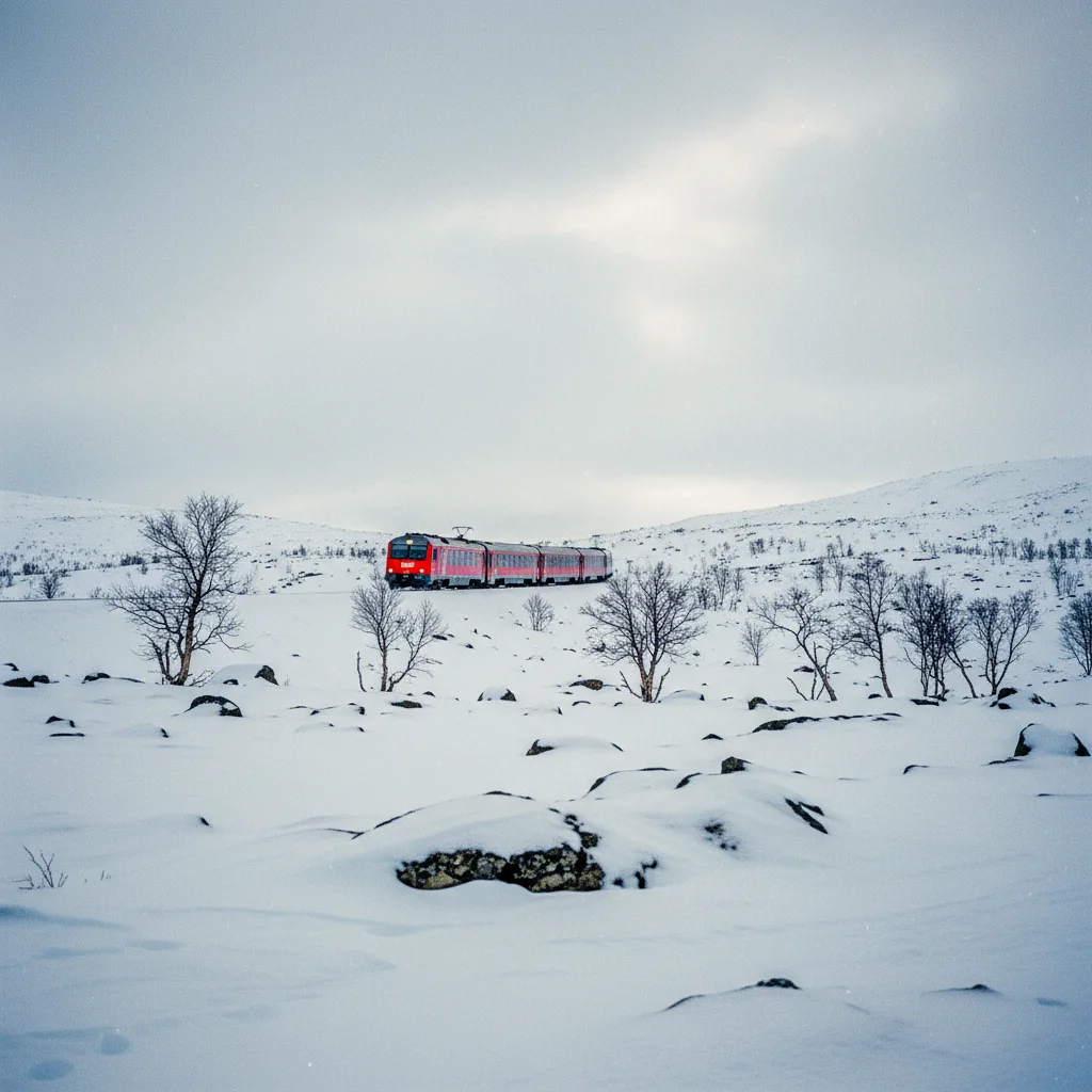Die Bergensbahn fährt durch die verschneite Hardangervidda