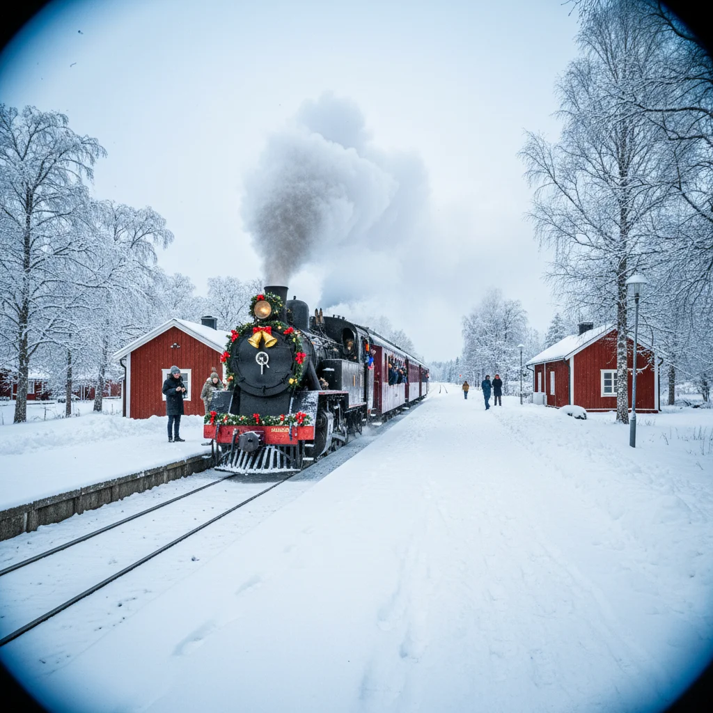 Santa Claus Express Nachtzug im verschneiten Lappland