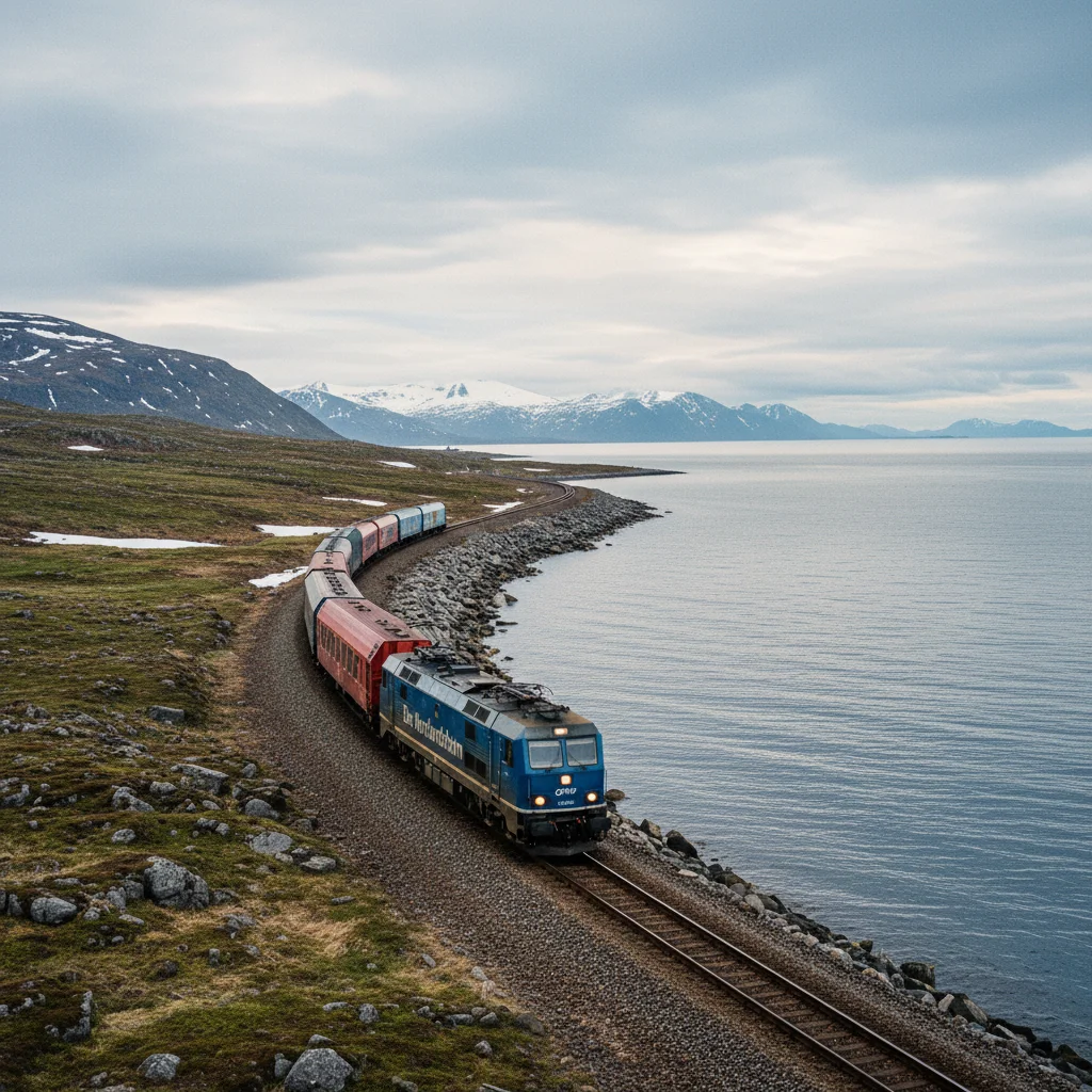 Die Nordlandsbahn fährt durch die nordnorwegische Küstenlandschaft