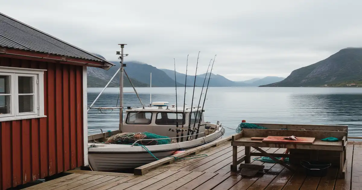 Angelhaus Norwegen mit Boot