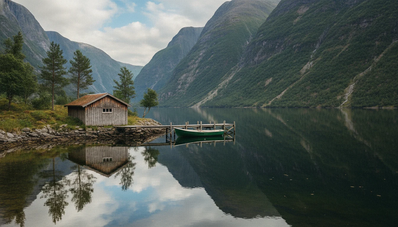 Ferienhaus Norwegen am Fjord mit Boot