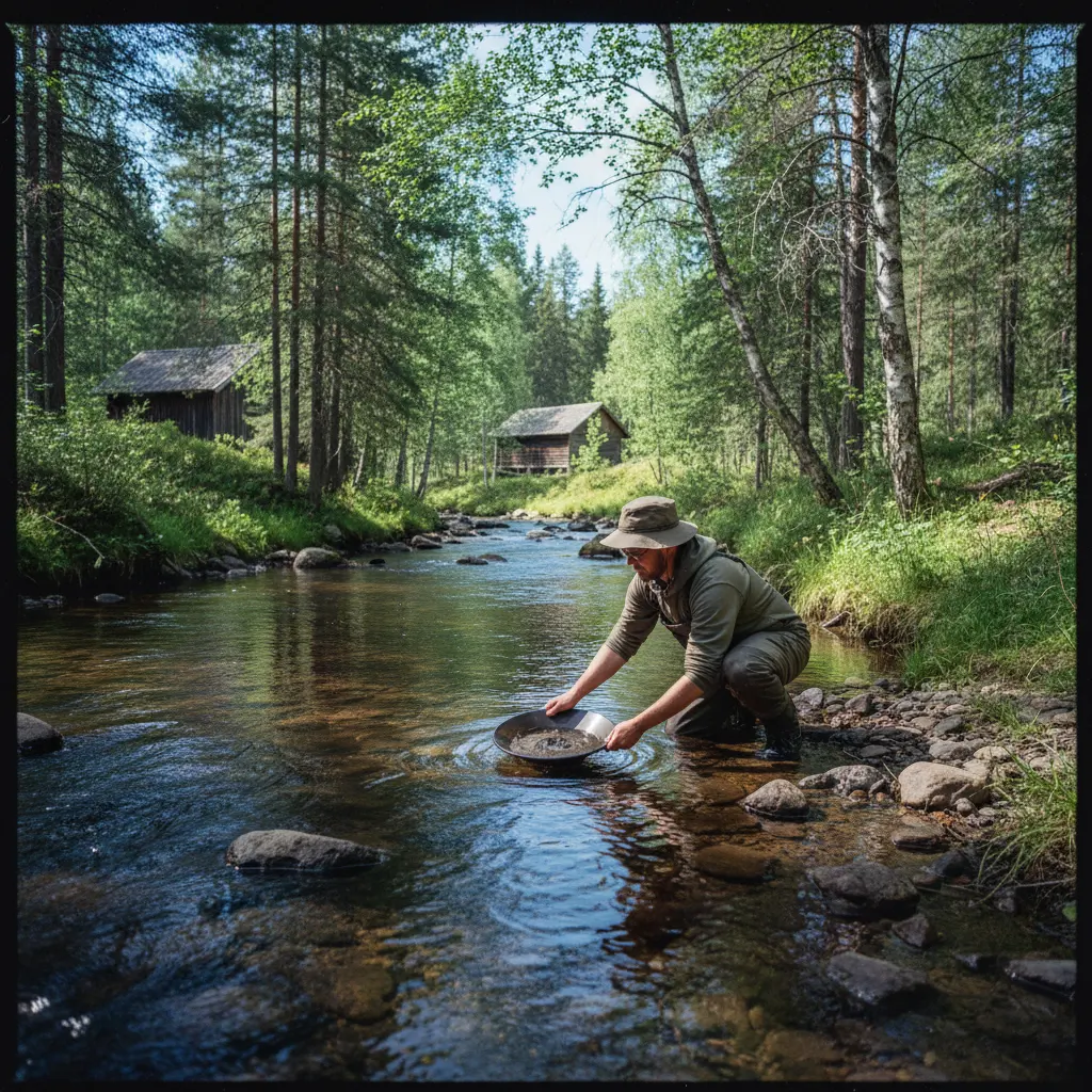 Goldwaschen in Schweden