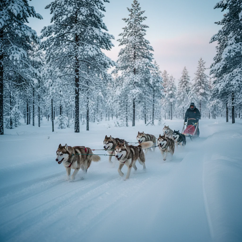 Hundeschlitten in Lappland