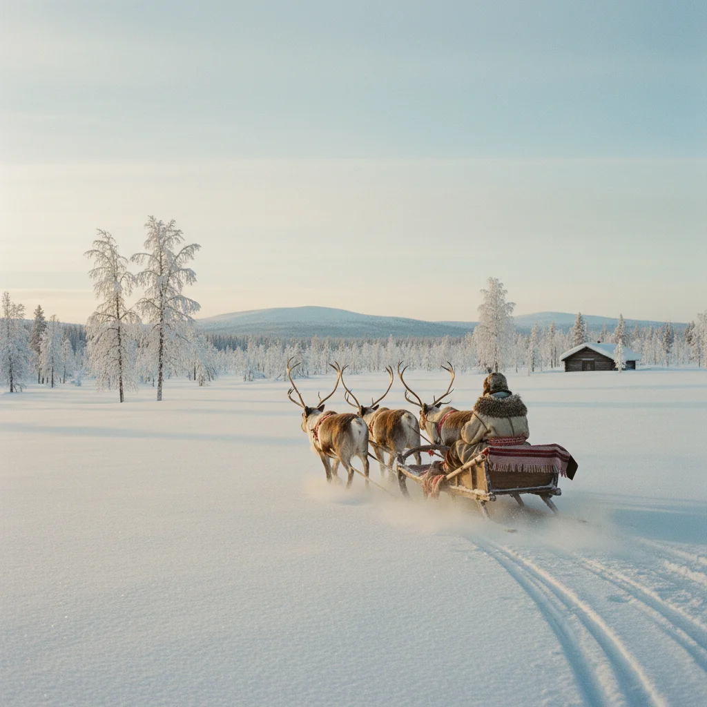 Rentierschlittenfahrt in Finnland