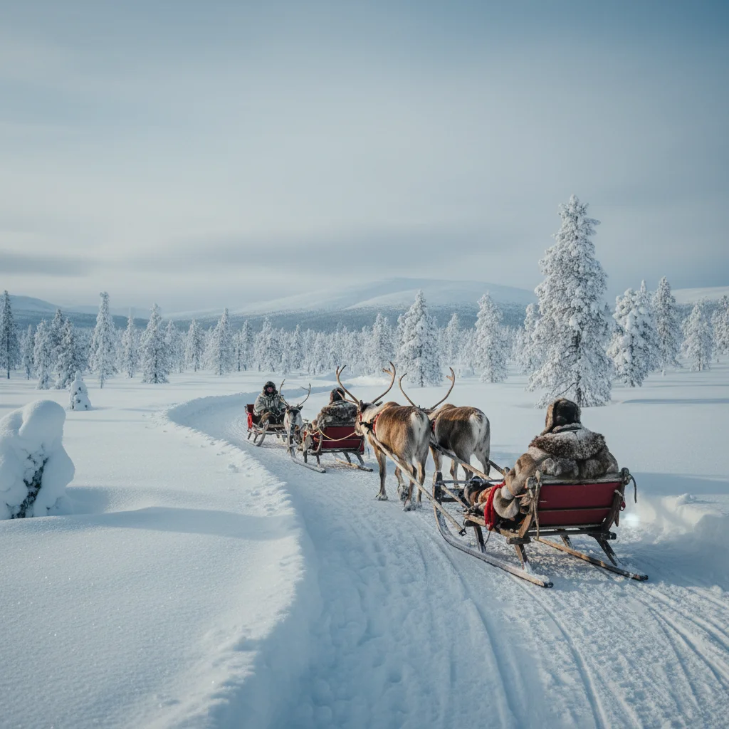 Rentierschlitten in Lappland