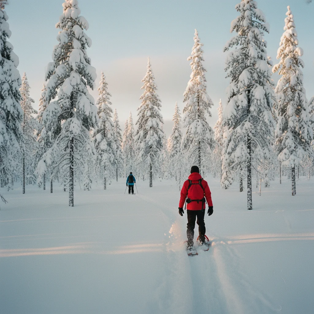 Schneeschuhwandern in Finnland
