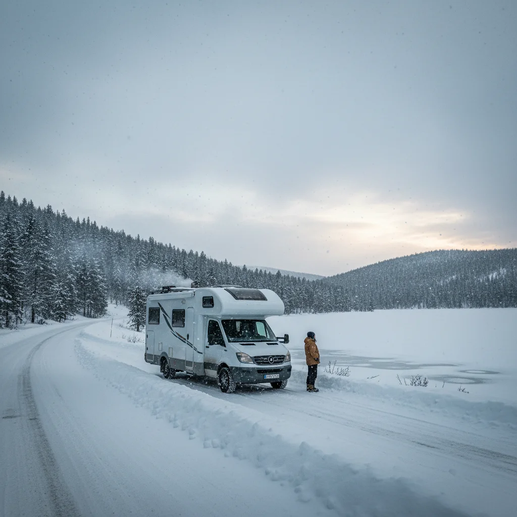 Wohnmobil im Winter in Skandinavien