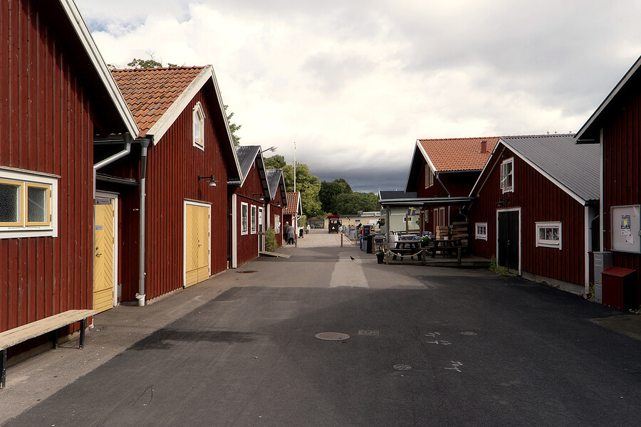 Holzhäuser in Hjo, Schweden