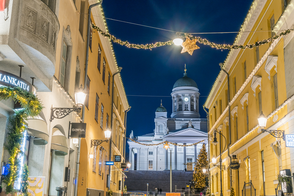 Die geschmückte Innenstadt von Helsinki