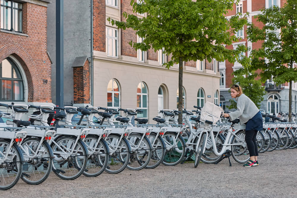 Fahrradverleih in Kopenhagen, Dänemark