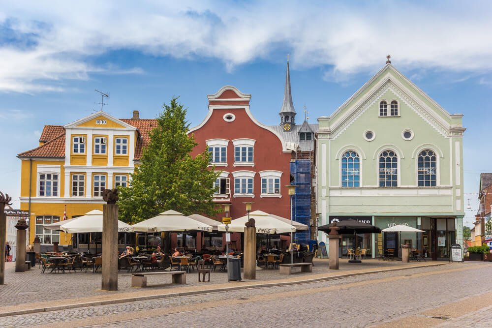 Zentraler Platz von Hadersleben, Dänemark