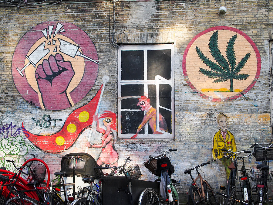 Graffitiwand in Christiania 