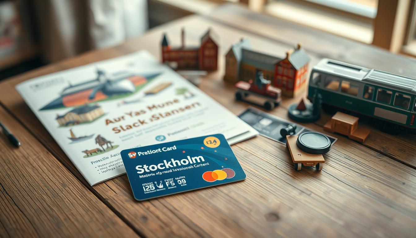 A beautifully arranged flat lay of a Stockholm Card featuring various cultural i...