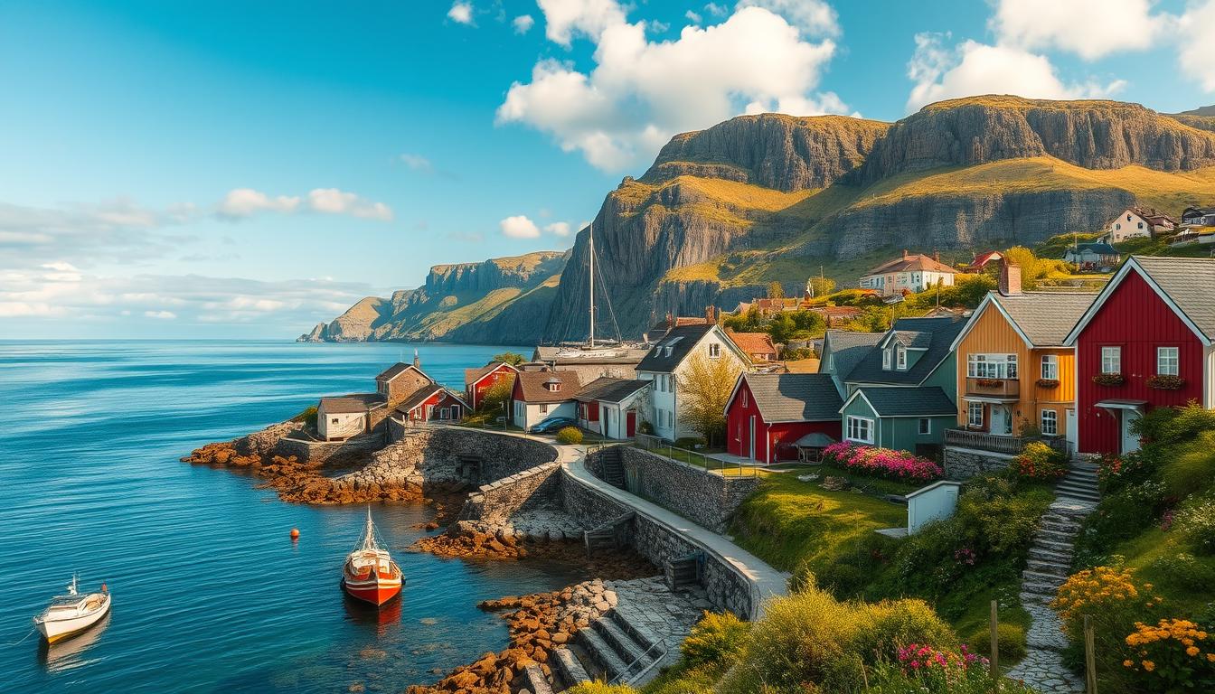 A picturesque view of the charming fishing villages on Orust Island, highlightin...