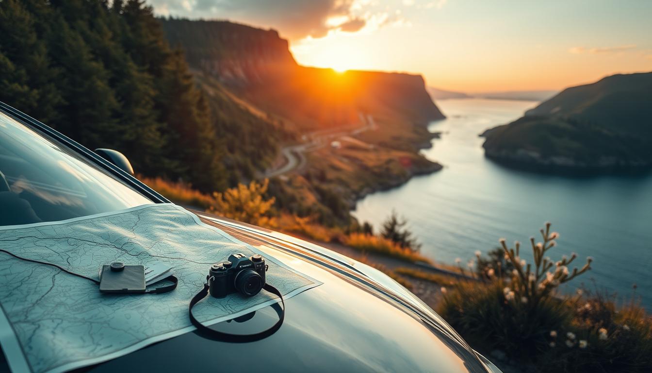 A scenic roadtrip through Sweden, showcasing a breathtaking landscape with lush ...